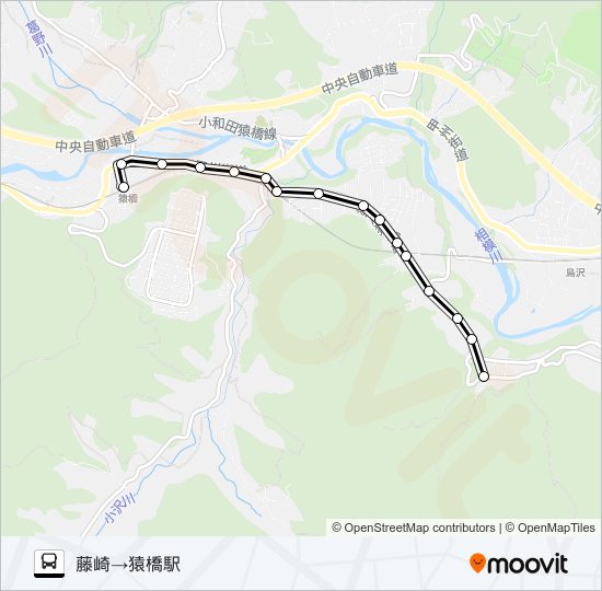 藤崎発  猿橋駅方面行き バスの路線図