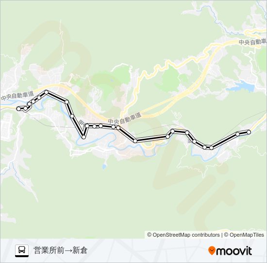 営業所前発  新倉方面行き バスの路線図