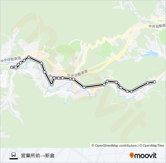 営業所前発  新倉方面行き bus Line Map