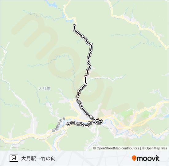 大月駅発  竹の向方面行き bus Line Map