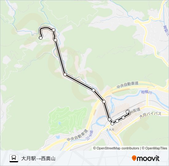 大月駅発  西奥山方面行き bus Line Map