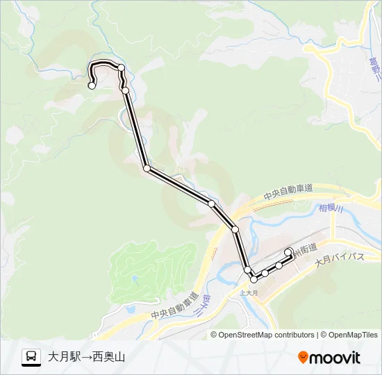 大月駅発  西奥山方面行き Bus Line Map