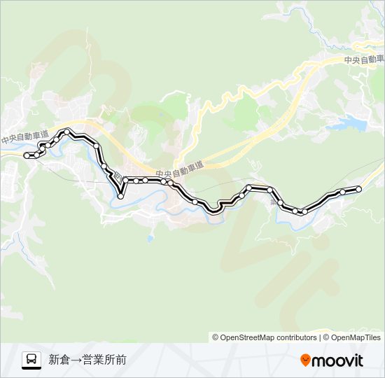 新倉発  営業所前方面行き Bus Line Map