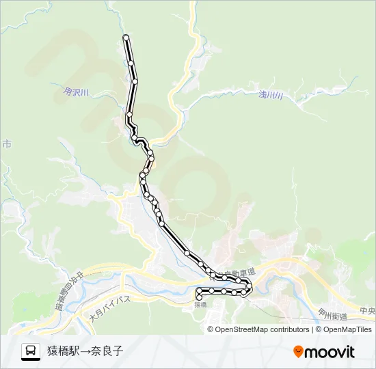猿橋駅発  奈良子方面行き Bus Line Map