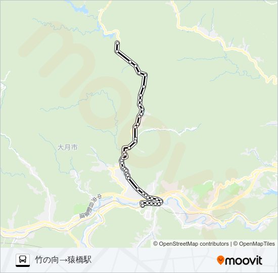 竹の向発  猿橋駅方面行き Bus Line Map