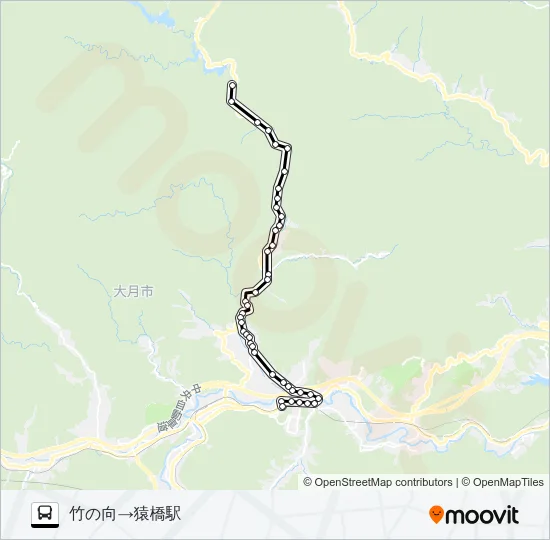 竹の向発  猿橋駅方面行き Bus Line Map