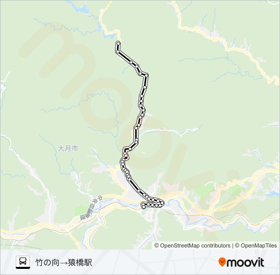 竹の向発  猿橋駅方面行き バスの路線図
