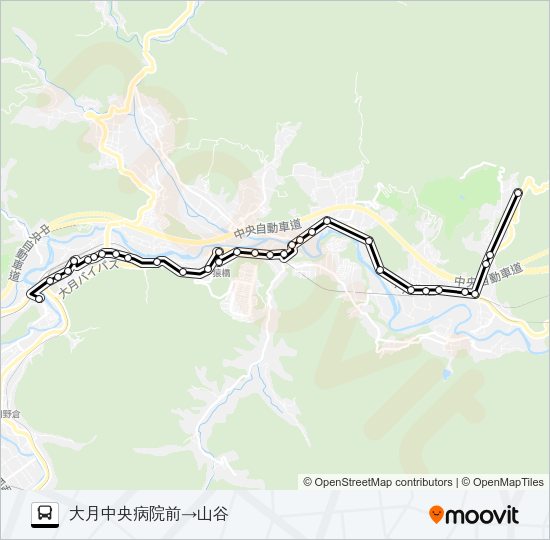 中央病院前発  山谷方面行き Bus Line Map