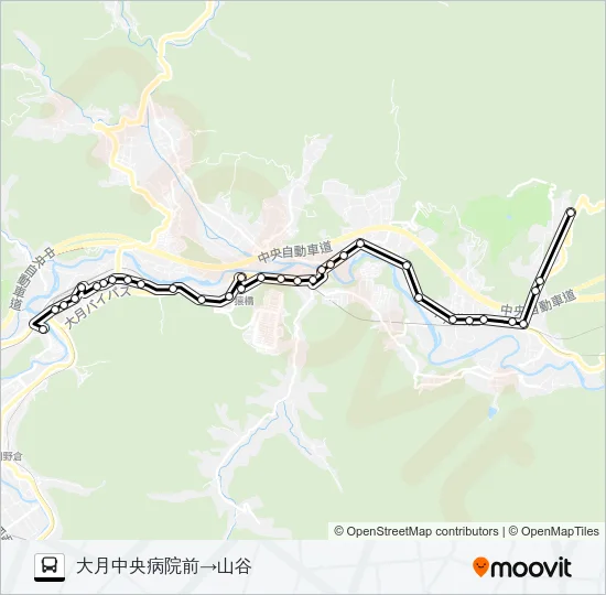 中央病院前発  山谷方面行き Bus Line Map