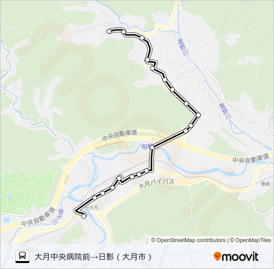 中央病院前発  日影方面行き bus Line Map