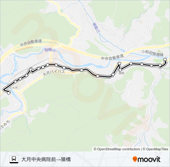 中央病院前発  猿橋方面行き bus Line Map