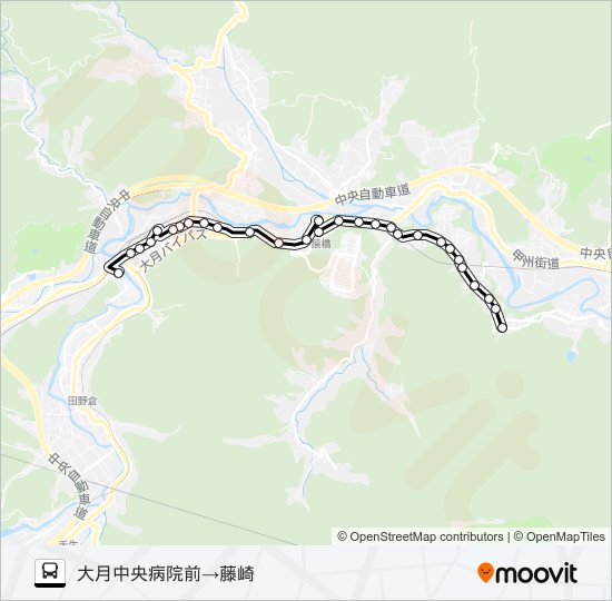 中央病院前発  藤崎方面行き バスの路線図