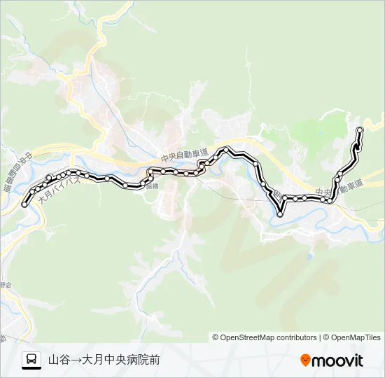 山谷発  中央病院前方面行き Bus Line Map