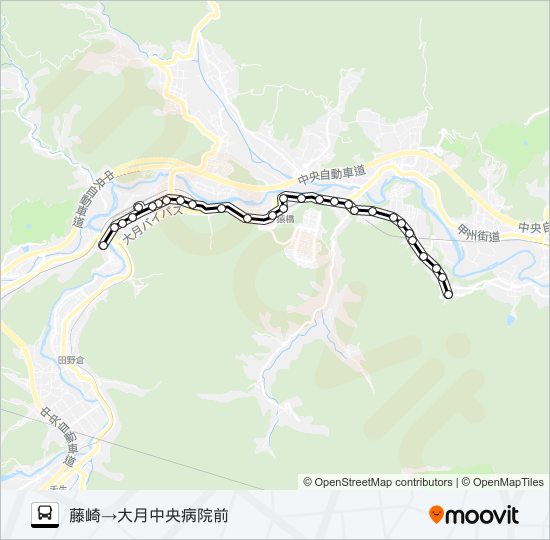 藤崎発  中央病院前方面行き バスの路線図
