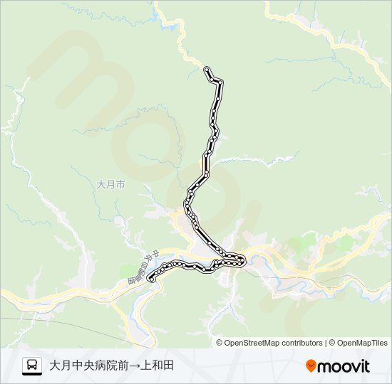 中央病院前発  上和田方面行き バスの路線図