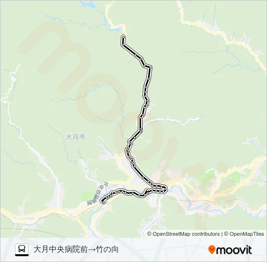 中央病院前発  竹の向方面行き Bus Line Map