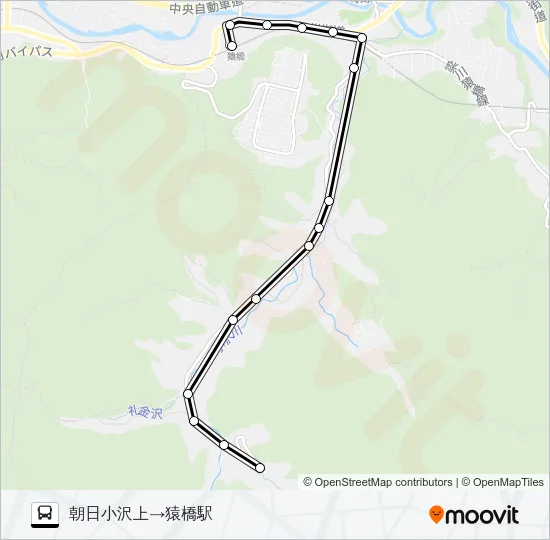 朝日小沢上発  猿橋駅方面行き Bus Line Map