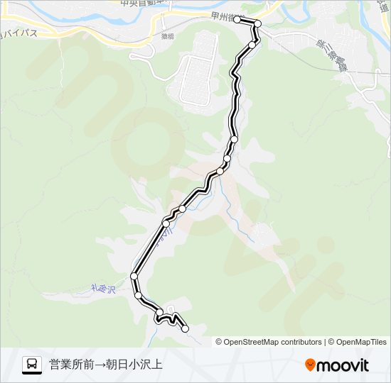 営業所前発  朝日小沢上方面行き bus Line Map