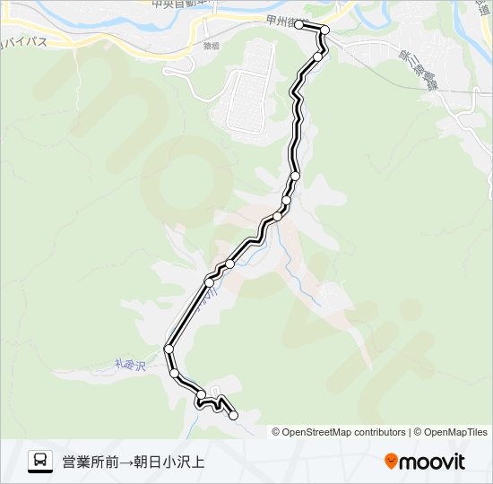 営業所前発  朝日小沢上方面行き bus Line Map