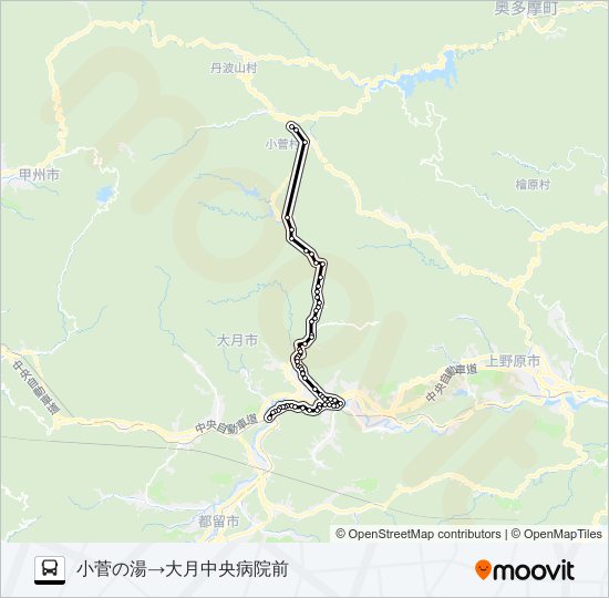 小菅の湯発  中央病院前方面行き bus Line Map