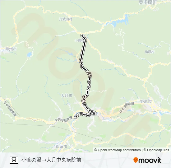 小菅の湯発  中央病院前方面行き Bus Line Map