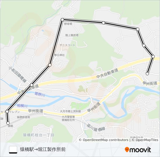 猿橋駅発  堀江製作所前方面行き バスの路線図