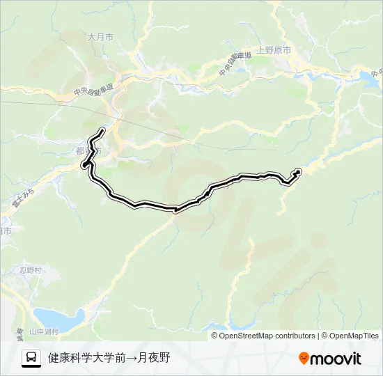 健康科学大学前発  月夜野方面行き Bus Line Map