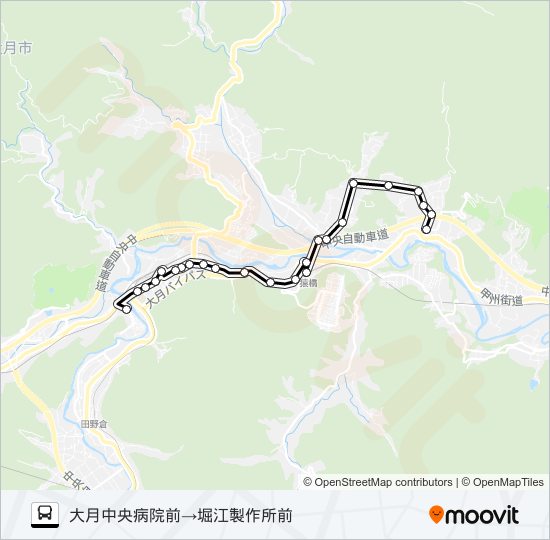 中央病院前発  堀江製作所前方面行き bus Line Map