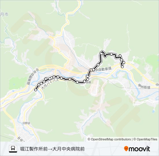 堀江製作所前発  中央病院前方面行き バスの路線図