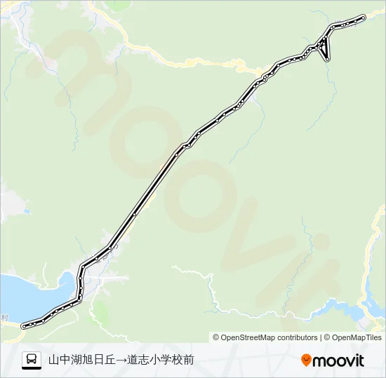 山中湖旭日丘発  道志小学校前方面行き Bus Line Map