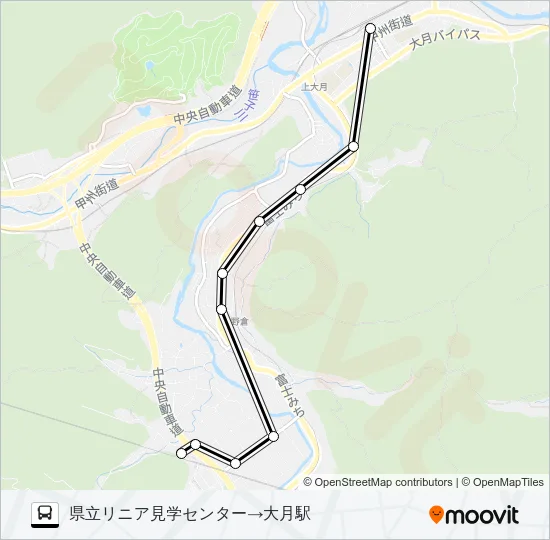県立リニア見学センター発  大月駅方面行き Bus Line Map