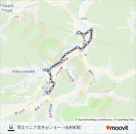 県立リニア見学センター発  谷村町方面行き Bus Line Map