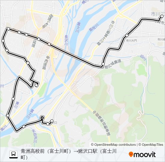 富士川コミュ二ティ:富士川町コミュ二ティバス「鰍沢口駅 行」 バスの路線図