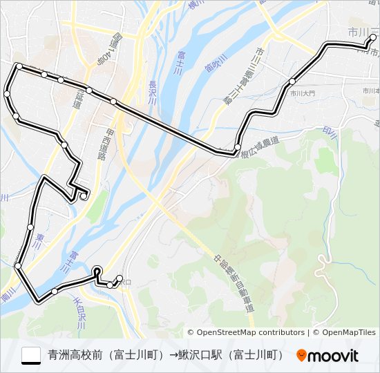 富士川コミュ二ティ:富士川町コミュ二ティバス「鰍沢口駅 行」 バスの路線図