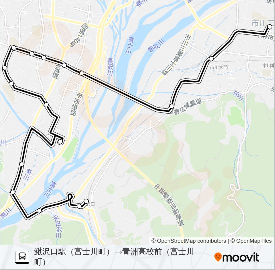 富士川コミュ二ティ:富士川町コミュ二ティバス「市川大門駅 行」 バスの路線図