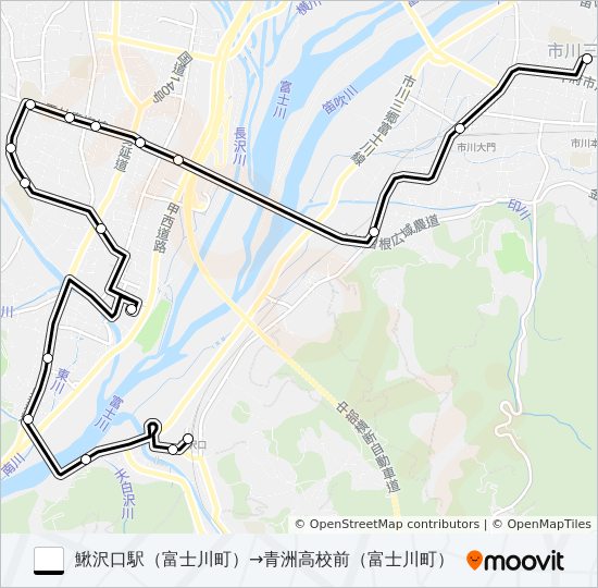 富士川コミュ二ティ:富士川町コミュ二ティバス「市川大門駅 行」 バスの路線図