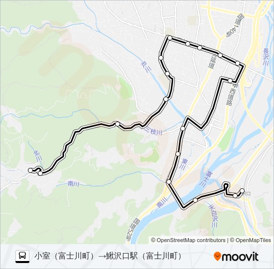 ホリデーバス:小室（富士川町）発  鰍沢口駅（富士川町）方面行き Bus Line Map