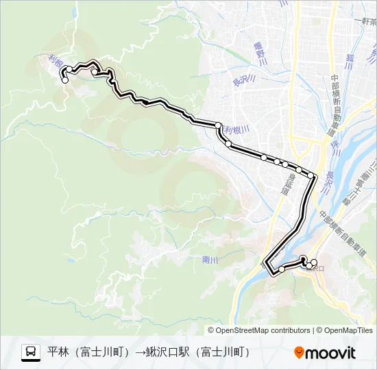 ホリデーバス:平林（富士川町）発  鰍沢口駅（富士川町）方面行き Bus Line Map