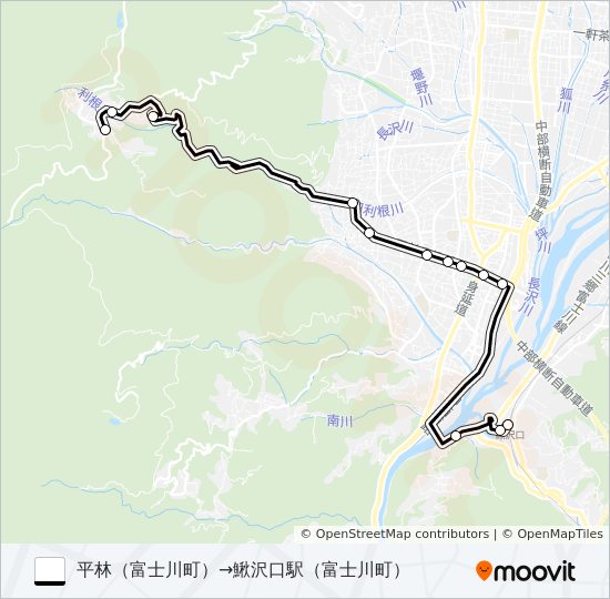 ホリデーバス:平林（富士川町）発  鰍沢口駅（富士川町）方面行き バスの路線図