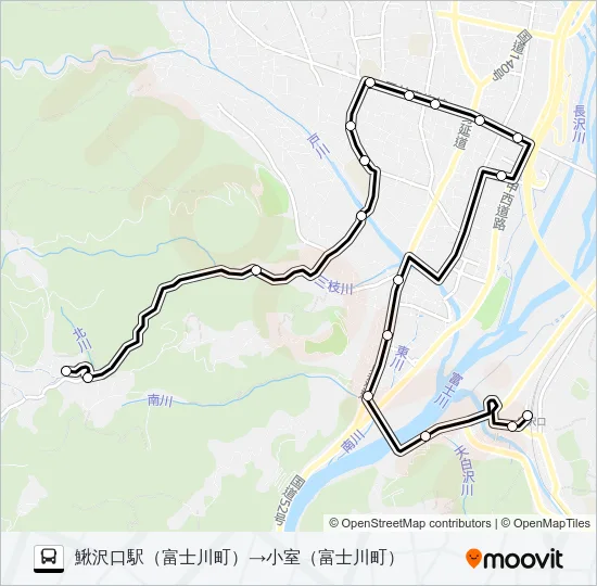 ホリデーバス:鰍沢口駅（富士川町）発  小室（富士川町）方面行き Bus Line Map
