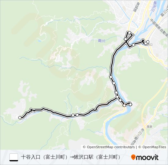 ホリデーバス:十谷入口（富士川町）発  鰍沢口駅（富士川町）方面行き バスの路線図