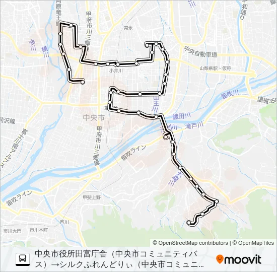中央市コミュ二ティ:田富⇒豊富 Bus Line Map