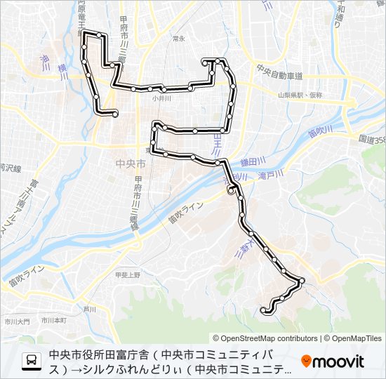 中央市コミュ二ティ:田富⇒豊富 バスの路線図