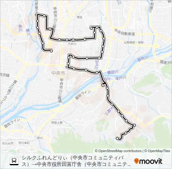 中央市コミュ二ティ:豊富⇒田富 Bus Line Map
