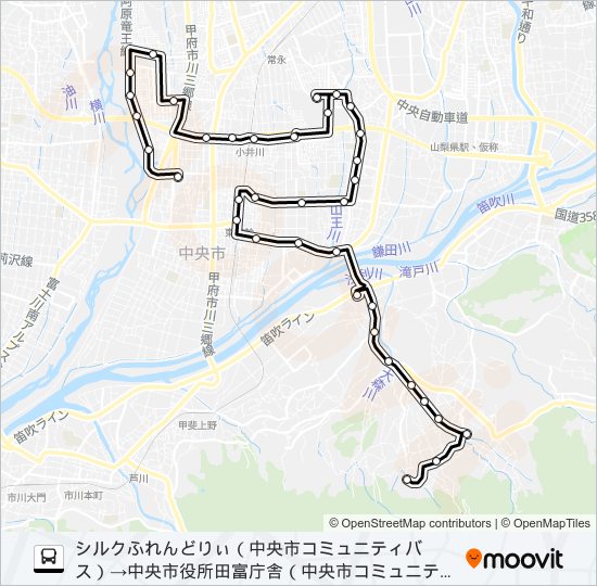 中央市コミュ二ティ:豊富⇒田富 バスの路線図