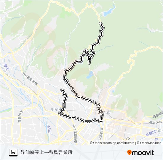 04:昇仙峡滝上発 敷島営業所方面行き バスの路線図