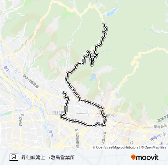 04:昇仙峡滝上発 敷島営業所方面行き バスの路線図