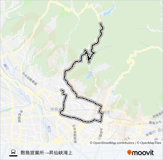 04:敷島営業所発  昇仙峡滝上方面行き バスの路線図
