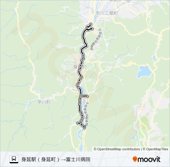 身延駅→富士川病院 bus Line Map