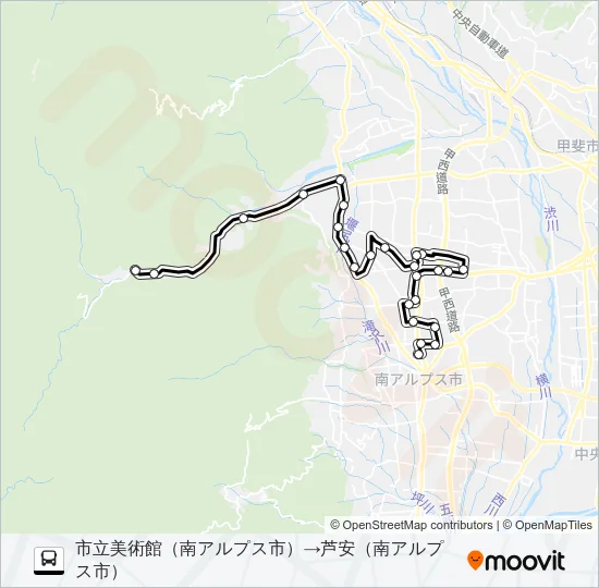 1号車:芦安線（1便） Bus Line Map